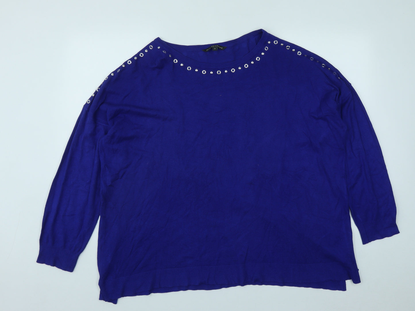 Bonmarche` Womens Blue Scoop Neck  Viscose Pullover Jumper Size 24