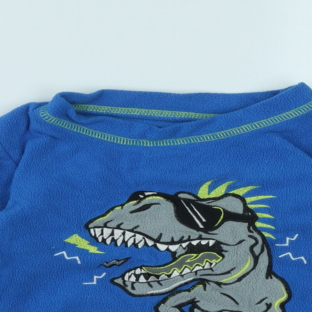 Dunnes Boys Blue Round Neck  Polyester Pullover Jumper Size 2-3 Years   - Dinasour Print