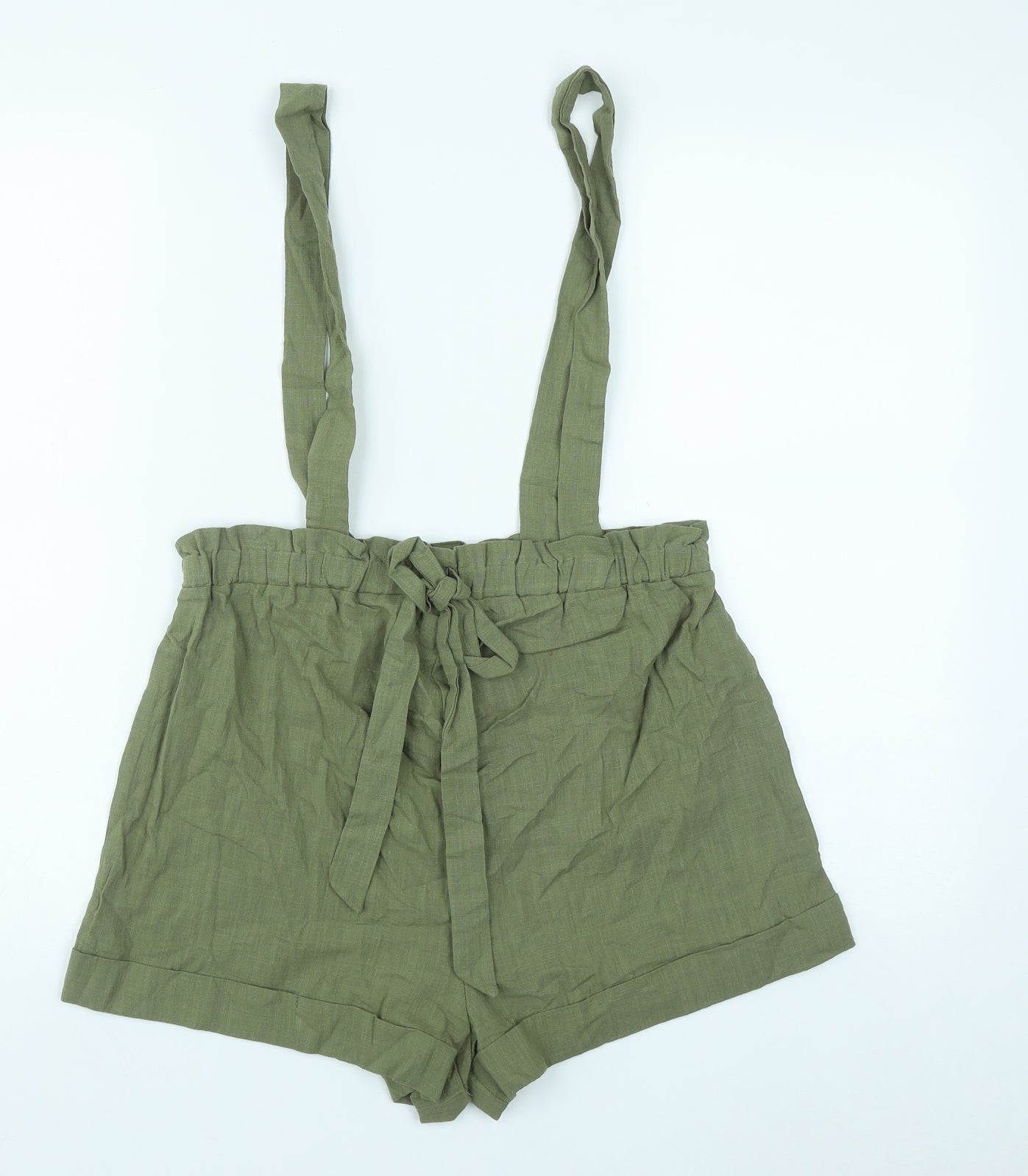 SheIn Womens Green  Cotton Chino Shorts Size XS  Regular Tie