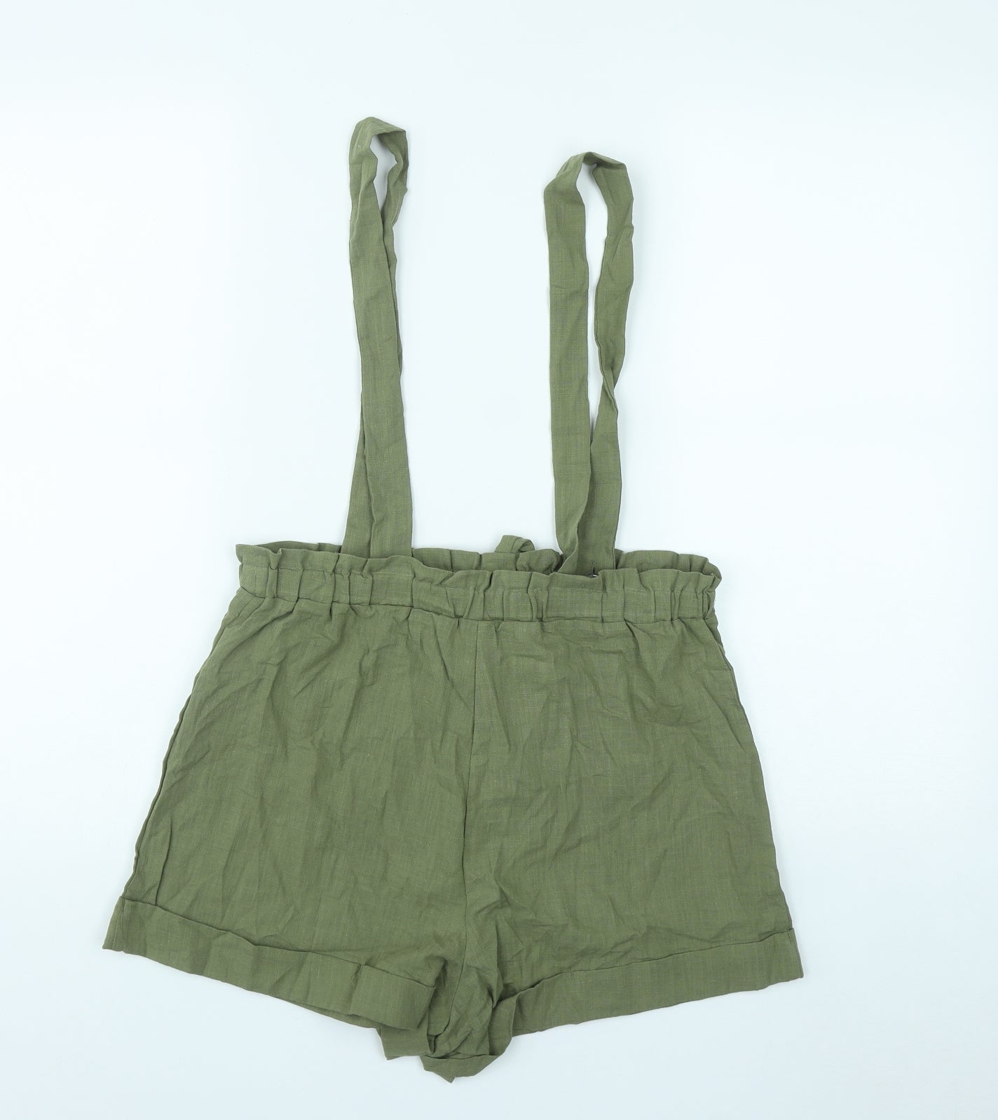 SheIn Womens Green  Cotton Chino Shorts Size XS  Regular Tie