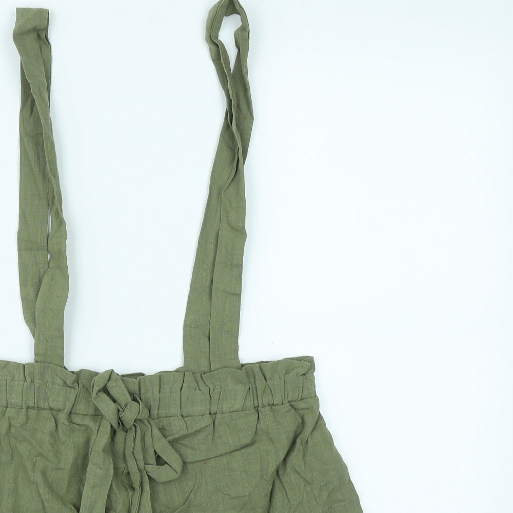 SheIn Womens Green  Cotton Chino Shorts Size XS  Regular Tie