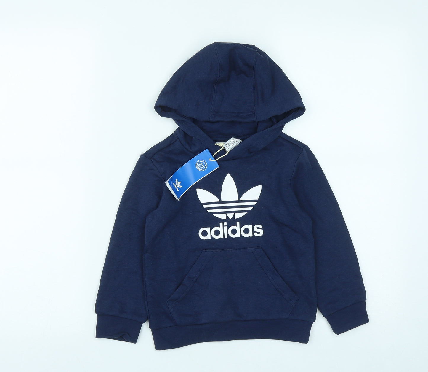adidas Boys Blue  Cotton Pullover Hoodie Size 3-4 Years