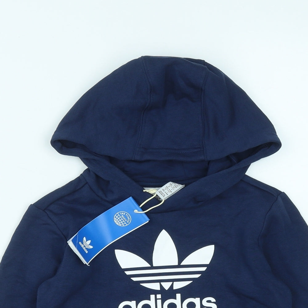 adidas Boys Blue  Cotton Pullover Hoodie Size 3-4 Years