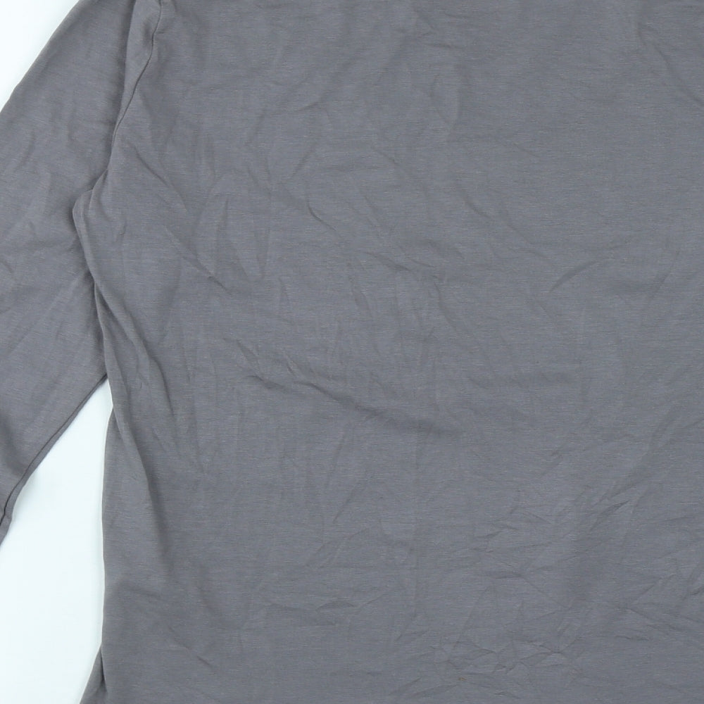 Primark Womens Grey  Cotton Basic T-Shirt Size 14 Scoop Neck