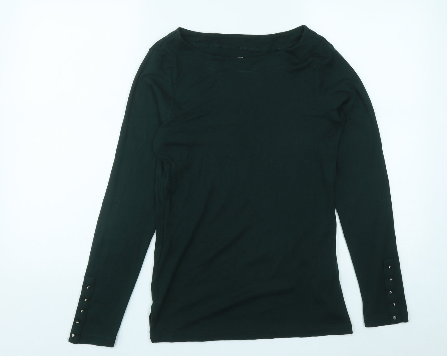 F&F Womens Green Round Neck  Cotton Pullover Jumper Size 14