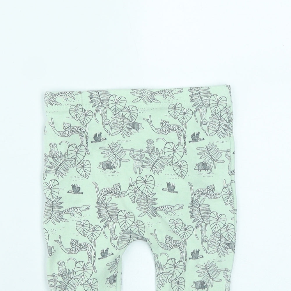 F&F Baby Green  Cotton Jogger Trousers Size 9-12 Months   - Safari Animals