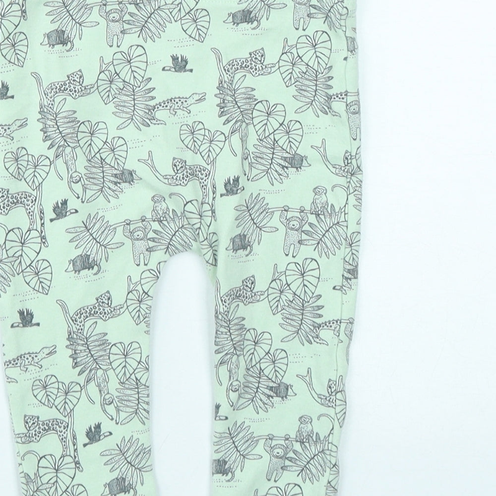 F&F Baby Green  Cotton Jogger Trousers Size 9-12 Months   - Safari Animals
