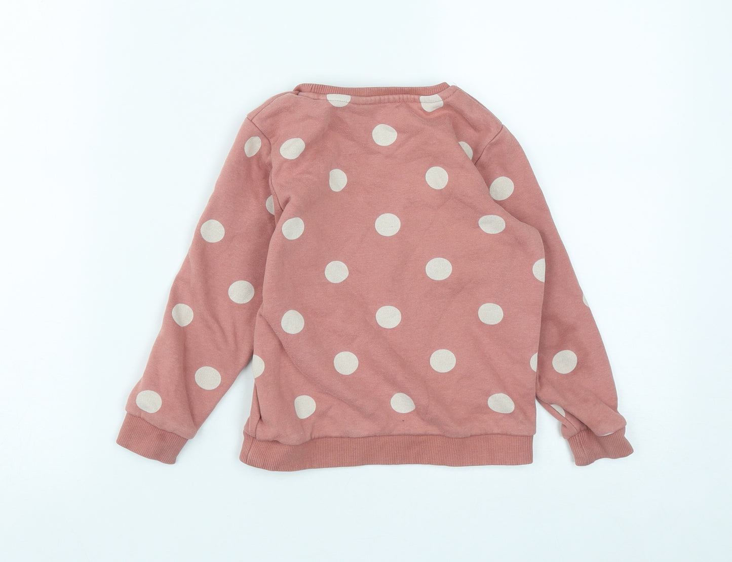 George Girls Pink Round Neck Polka Dot Cotton Pullover Jumper Size 4-5 Years