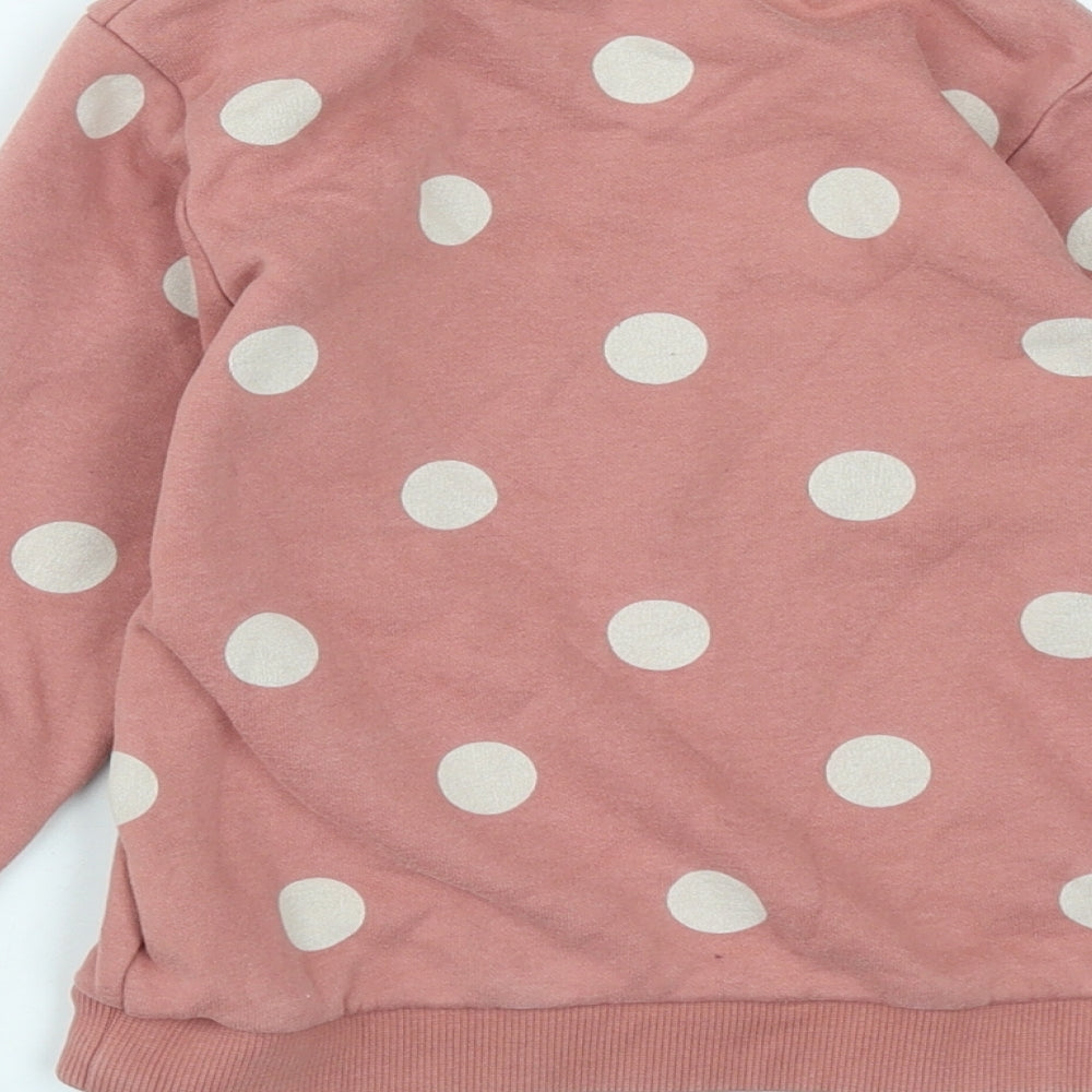 George Girls Pink Round Neck Polka Dot Cotton Pullover Jumper Size 4-5 Years