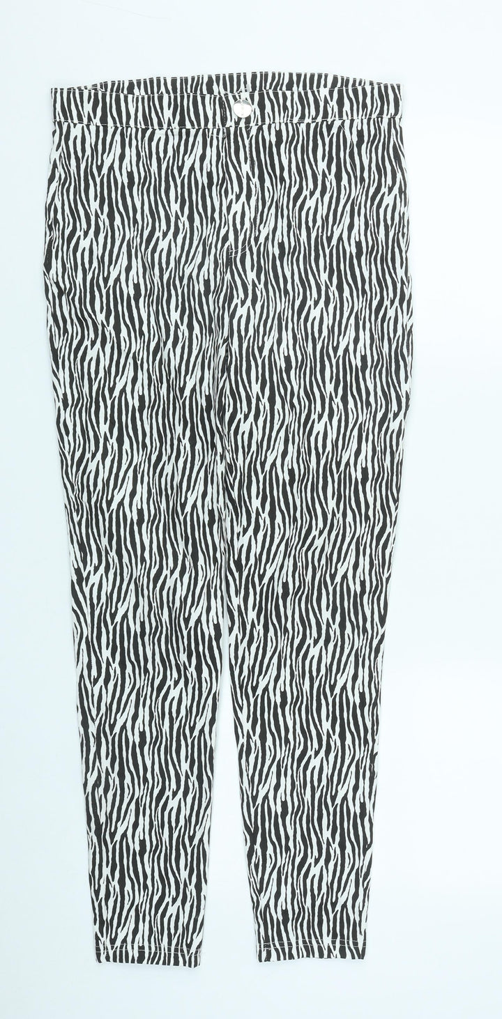 Quiz Womens Multicoloured Geometric Cotton Straight Jeans Size 12 L27 in Regular Zip