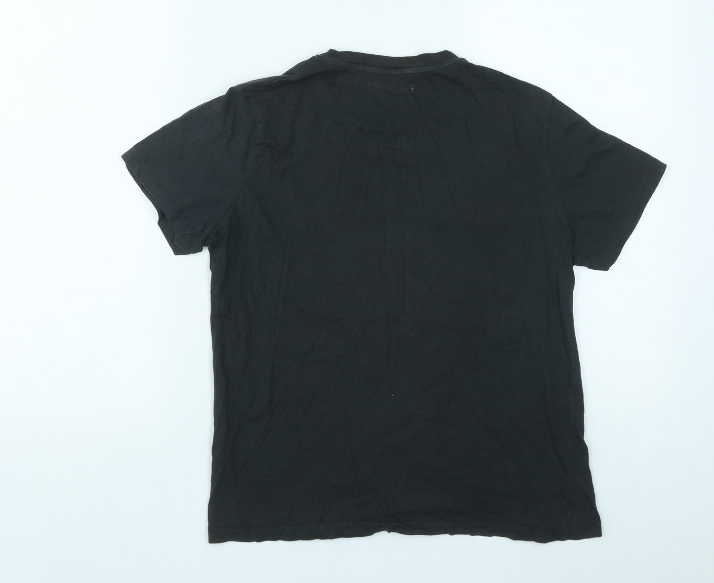 Zara Womens Black  Cotton Basic T-Shirt Size 10 Round Neck
