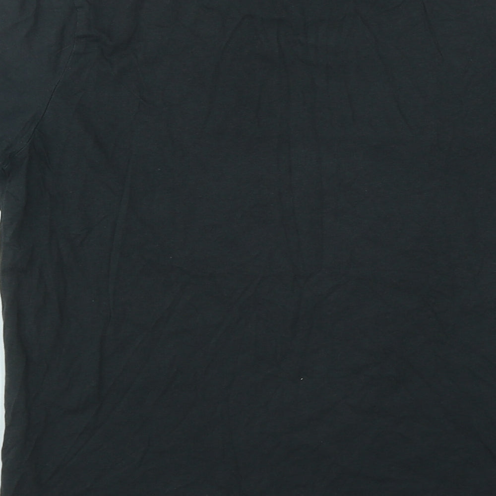 Zara Womens Black  Cotton Basic T-Shirt Size 10 Round Neck