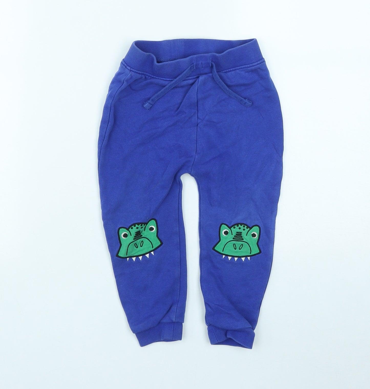 Dunnes Boys Blue  Cotton Jogger Trousers Size 2-3 Years  Regular Drawstring - Dinasour Print