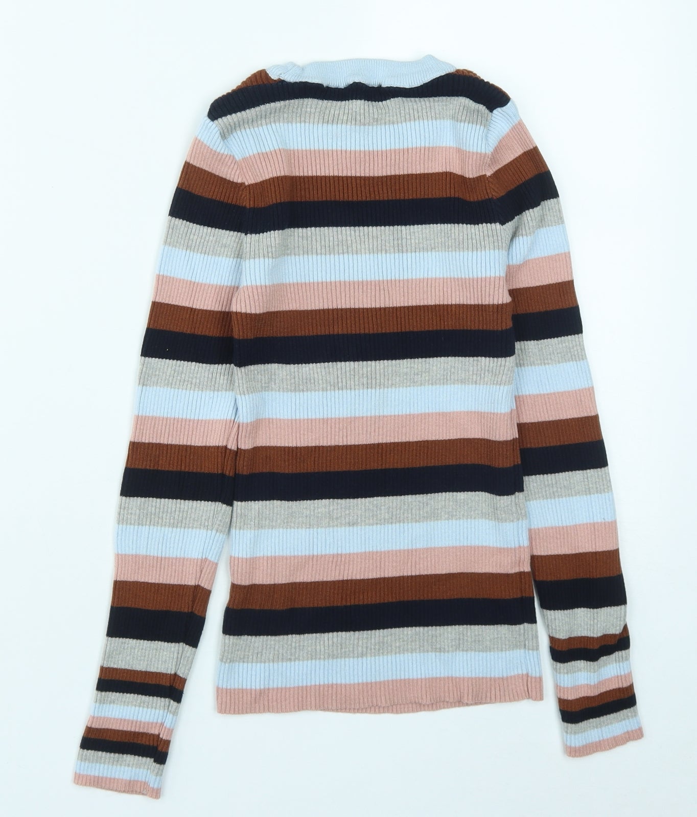 New Look Womens Multicoloured Round Neck Striped Acrylic Pullover Jumper Size 10