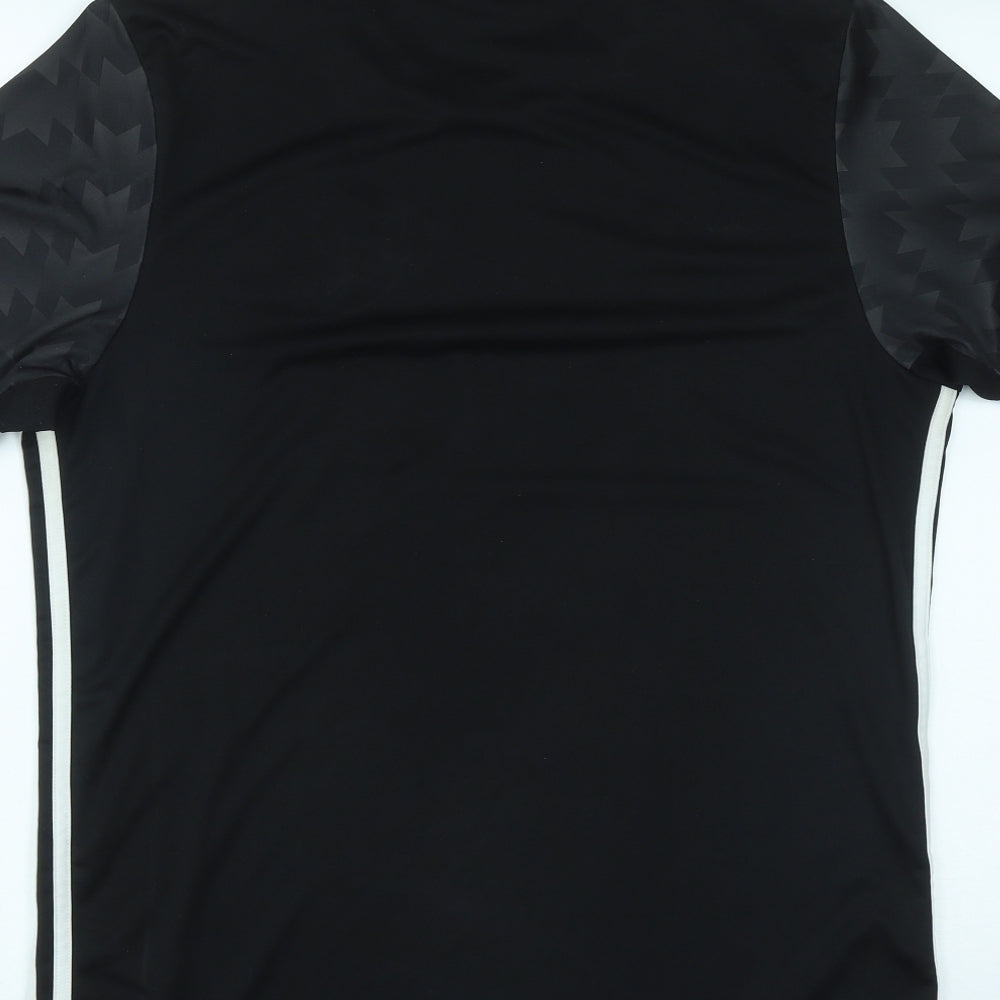 adidas Mens Black Geometric Polyester Basic T-Shirt Size L Round Neck  - Manchester United