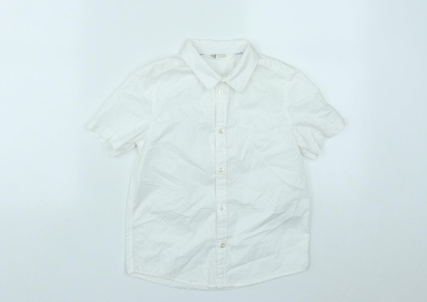H&M Boys White  Cotton Basic Button-Up Size 7-8 Years Collared Button