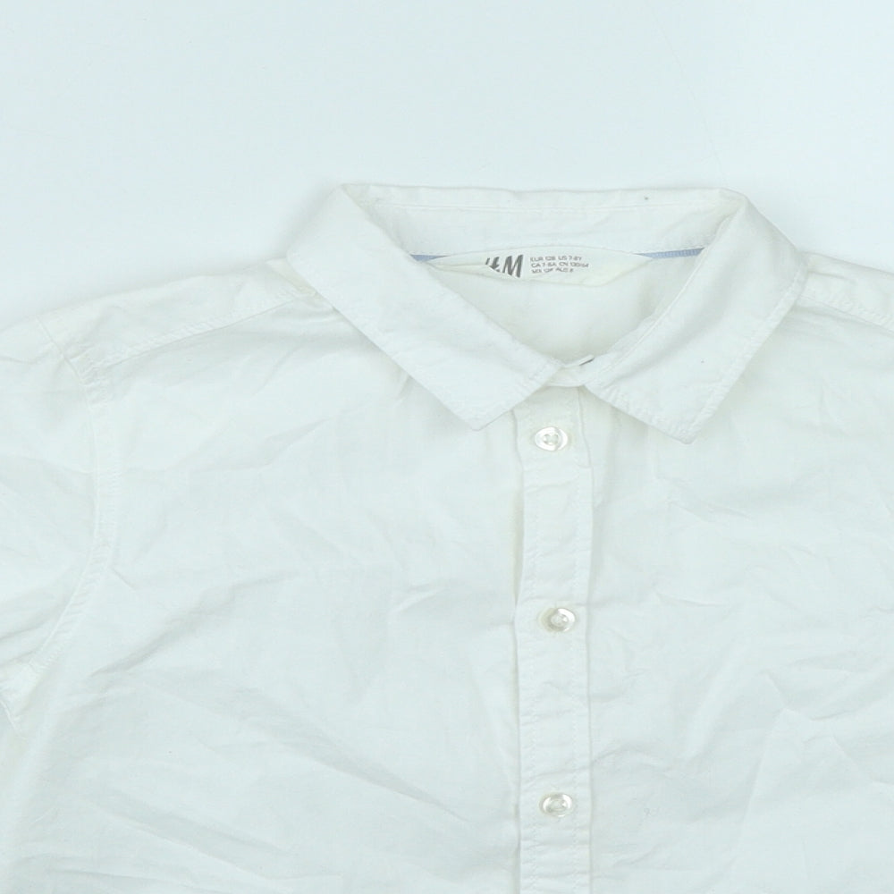 H&M Boys White  Cotton Basic Button-Up Size 7-8 Years Collared Button