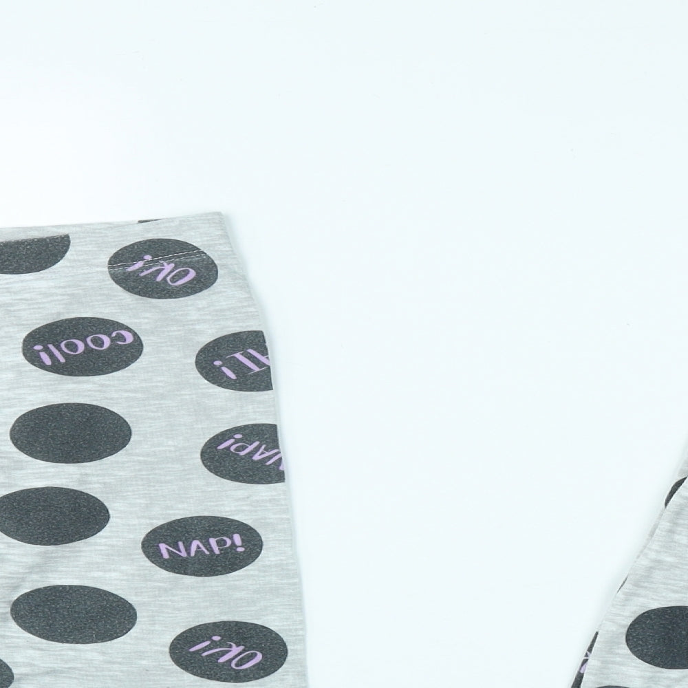 Dunnes Girls Grey Polka Dot Cotton Kimono Pyjama Set Size 9-10 Years