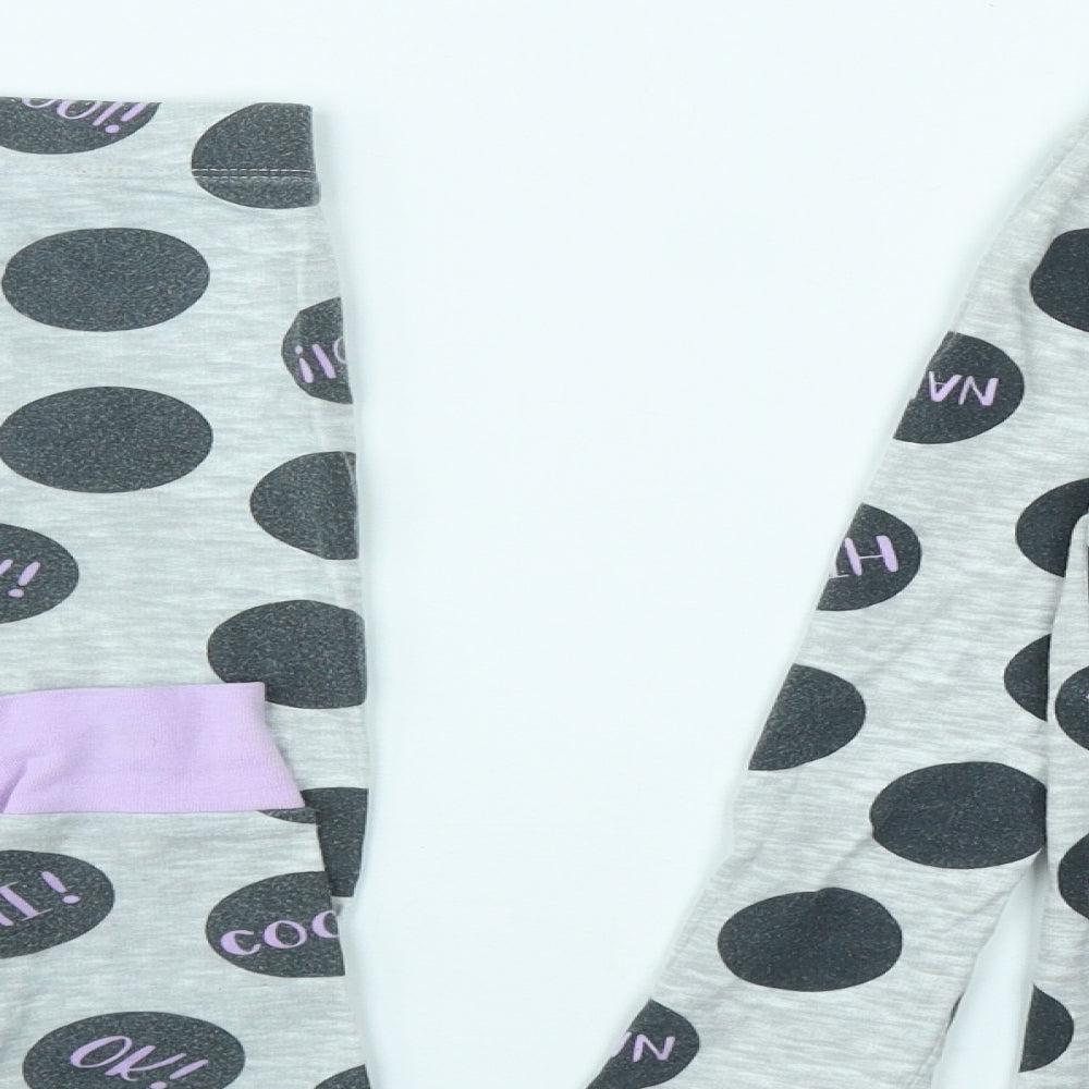 Dunnes Girls Grey Polka Dot Cotton Kimono Pyjama Set Size 9-10 Years