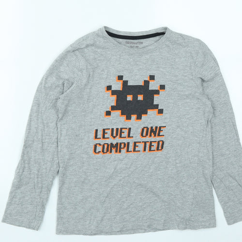 Destination Boys Grey  Cotton Basic Casual Size 9-10 Years Round Neck