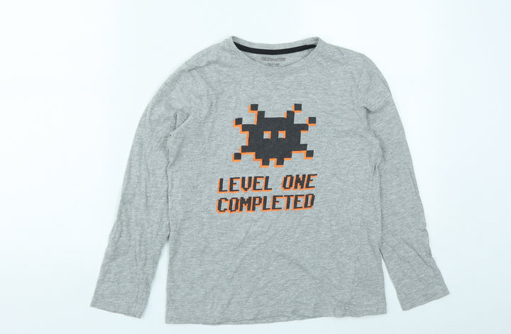 Destination Boys Grey  Cotton Basic Casual Size 9-10 Years Round Neck