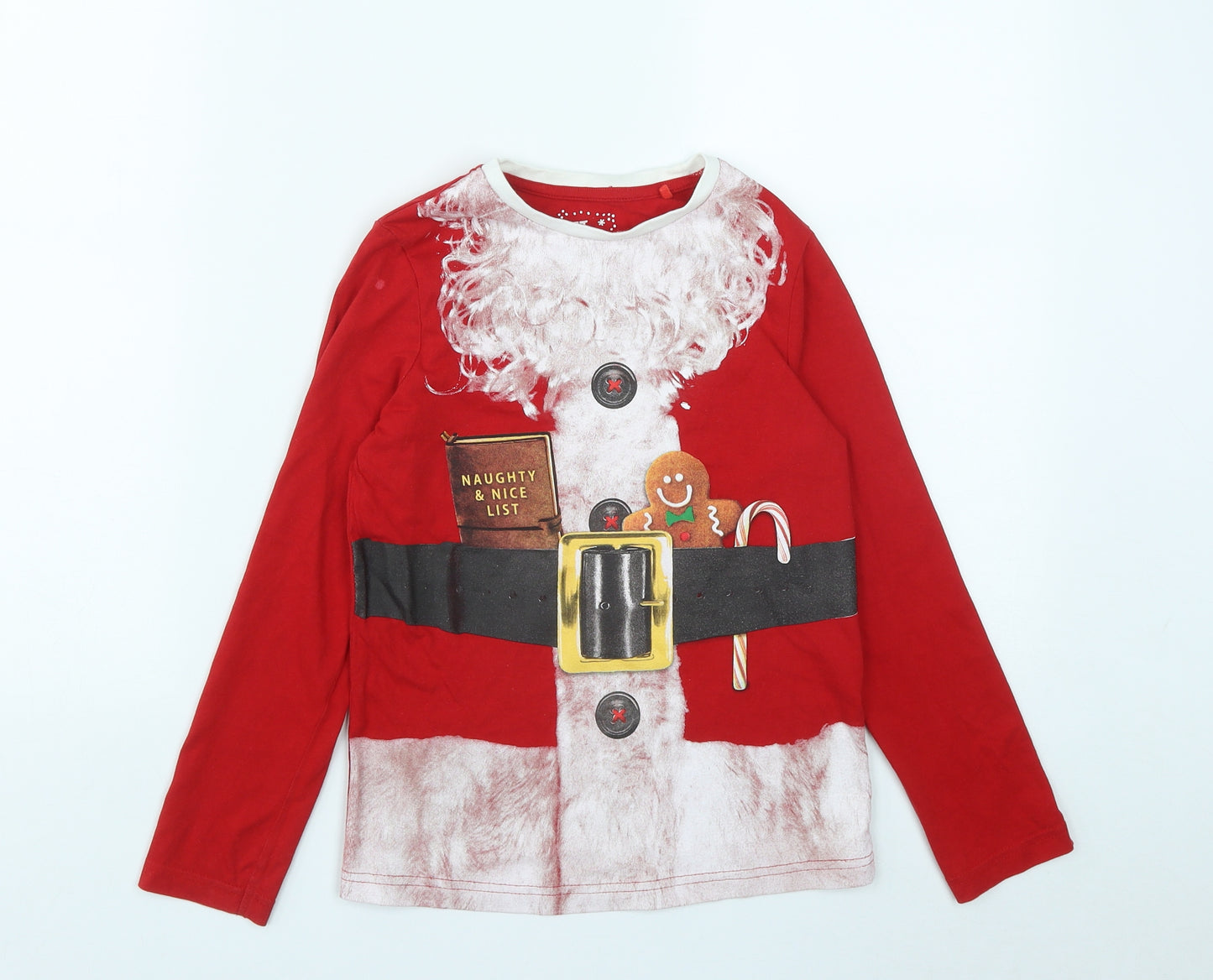 TU Boys Red  Cotton Basic Casual Size 8 Years Round Neck  - Christmas Jumper
