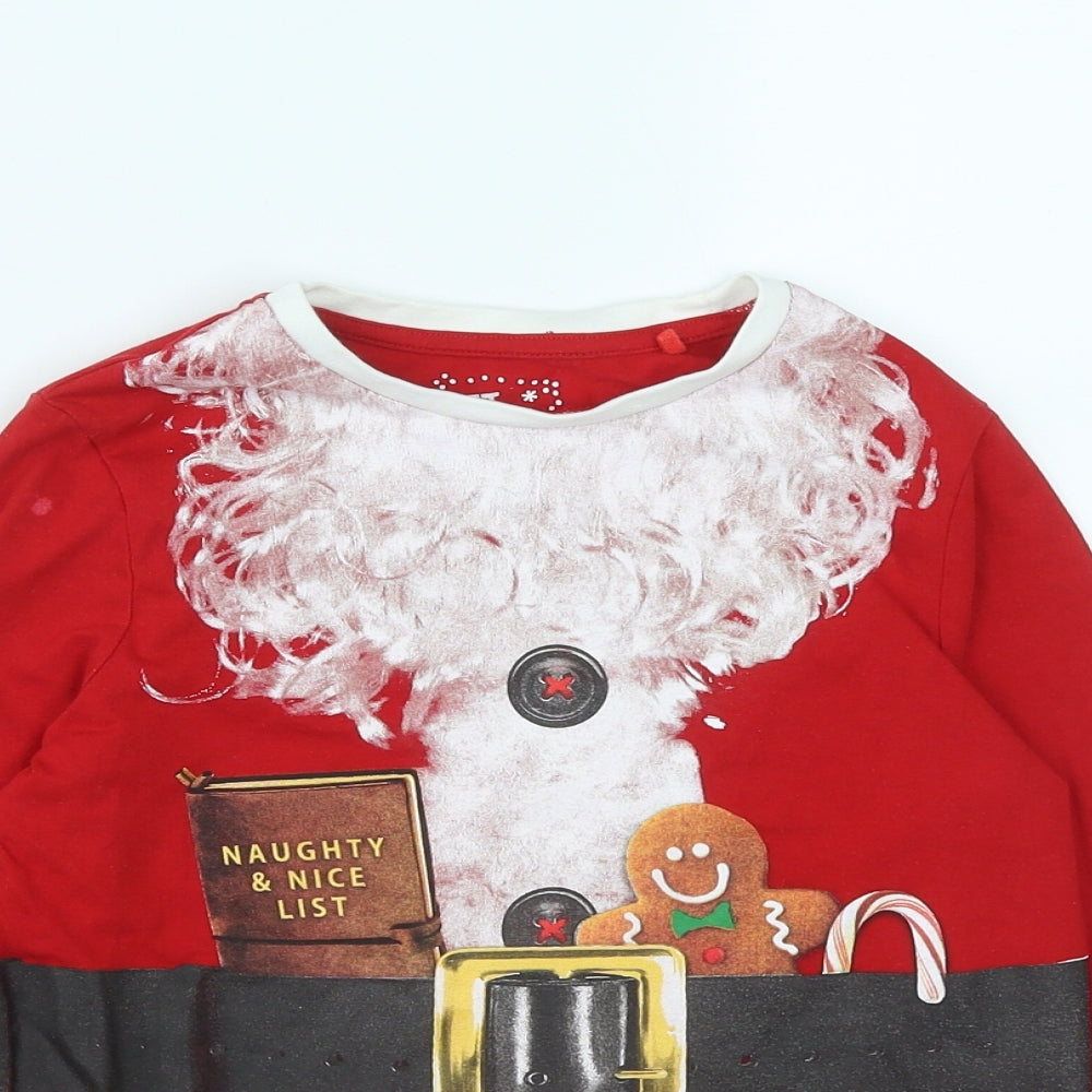 TU Boys Red  Cotton Basic Casual Size 8 Years Round Neck  - Christmas Jumper