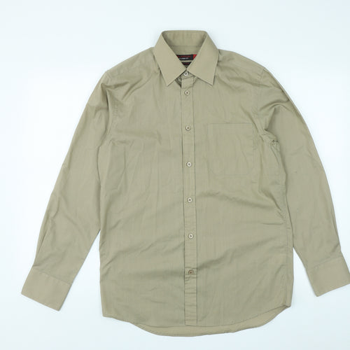 Burton Mens Brown  Polyester  Button-Up Size 14.5 Collared Button