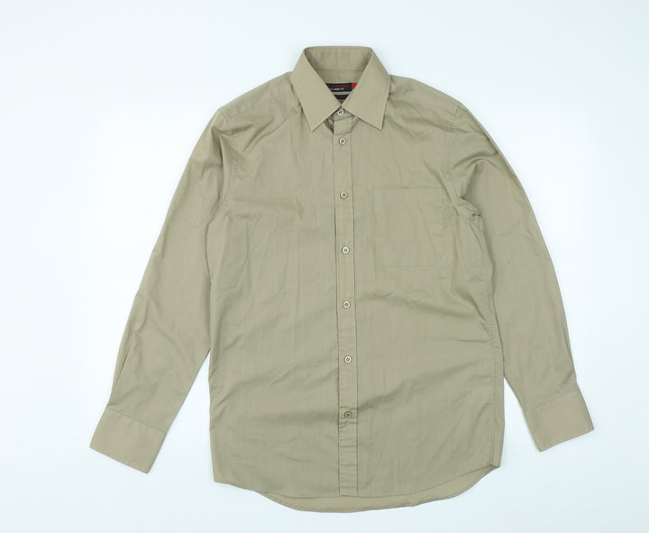 Burton Mens Brown  Polyester  Button-Up Size 14.5 Collared Button