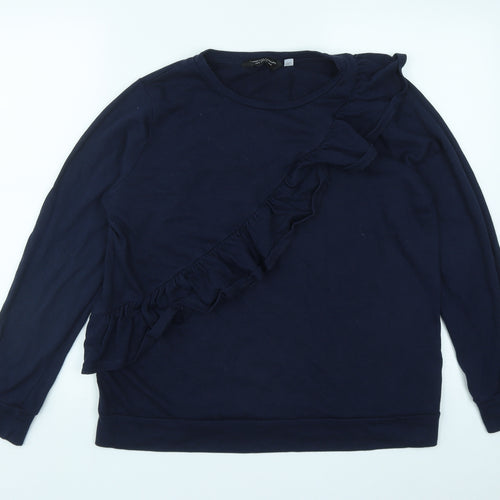 Dorothy Perkins Womens Blue Round Neck  Cotton Pullover Jumper Size 14