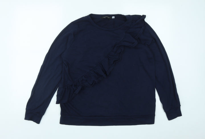 Dorothy Perkins Womens Blue Round Neck  Cotton Pullover Jumper Size 14
