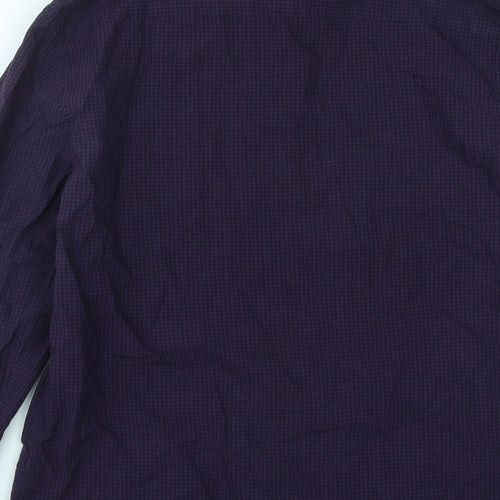 Marks and Spencer Mens Purple Plaid Cotton  Button-Up Size M Collared Button