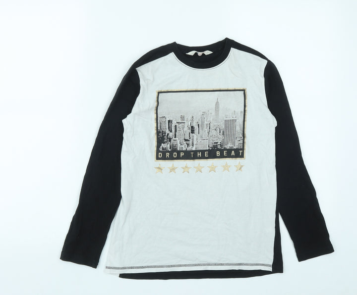 H&M Boys Black Polyester Basic Casual Size 8 Years Round Neck - Size 8-10