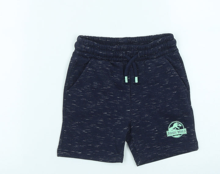 F&F Boys Blue Cotton Cropped Trousers Size 18-24 Months Drawstring - Jurassic World