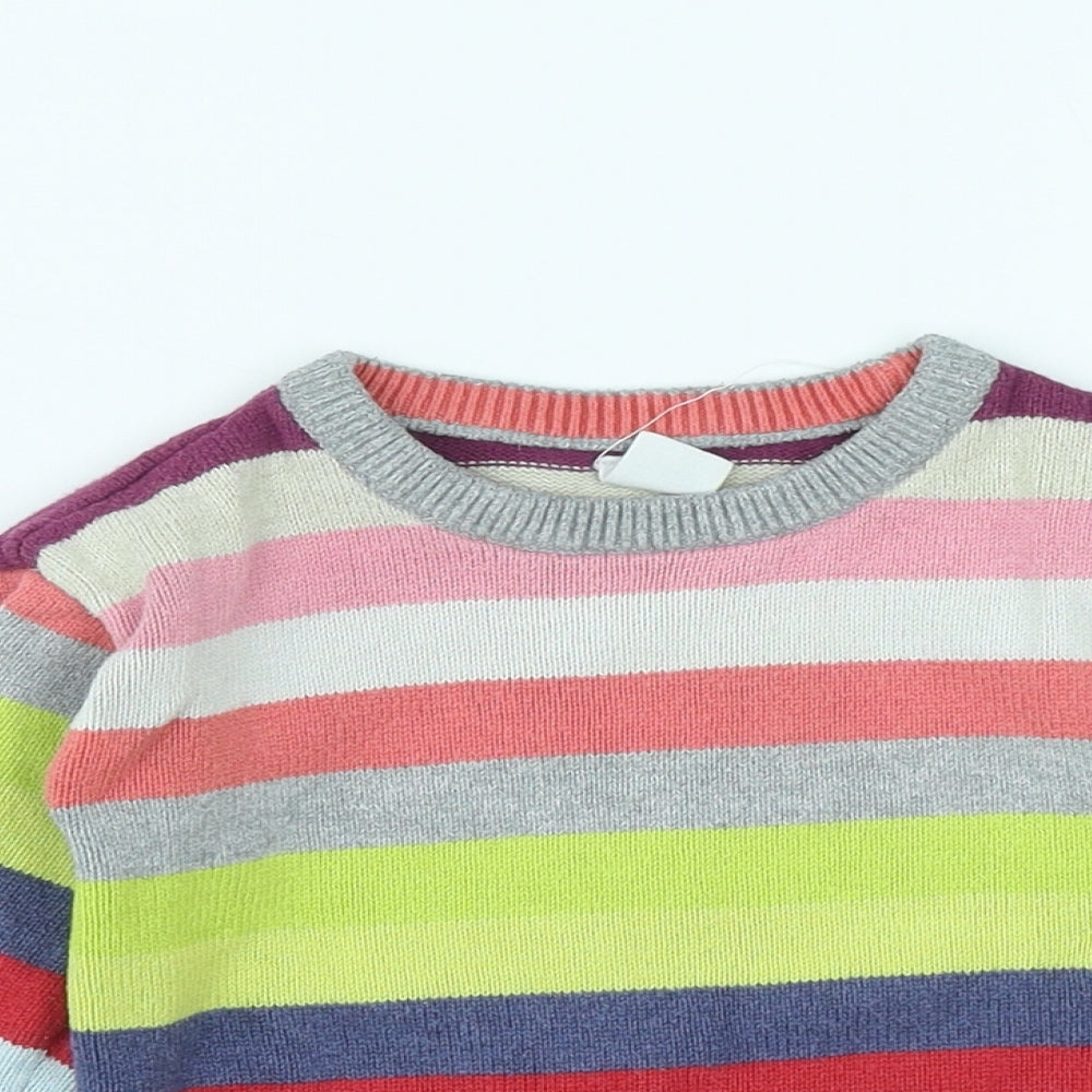 Gap Girls Multicoloured Round Neck Striped Cotton Pullover Jumper Size 4 Years