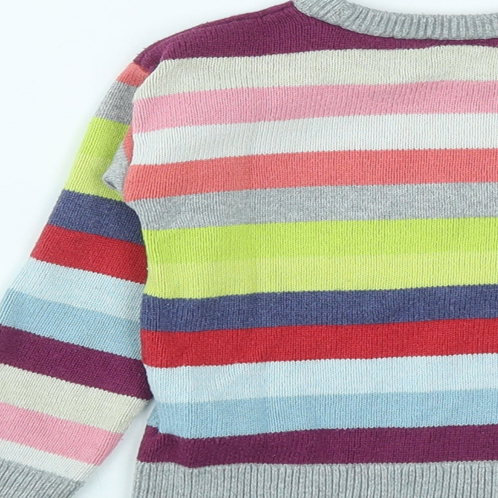 Gap Girls Multicoloured Round Neck Striped Cotton Pullover Jumper Size 4 Years
