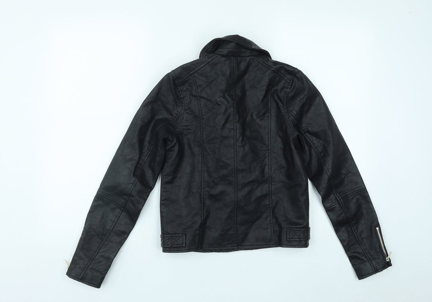 River Island Girls Black   Biker Jacket Size 11-12 Years  Zip