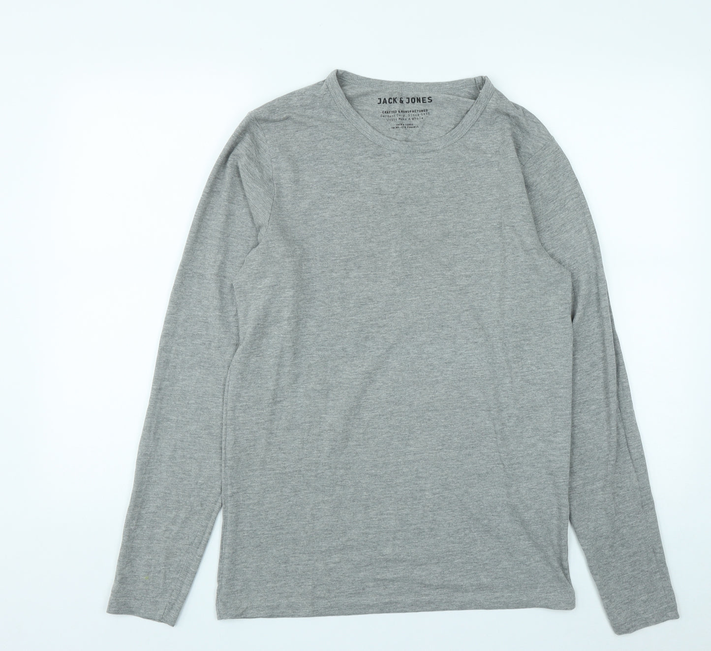 JACK & JONES Mens Grey  Cotton  T-Shirt Size M Round Neck