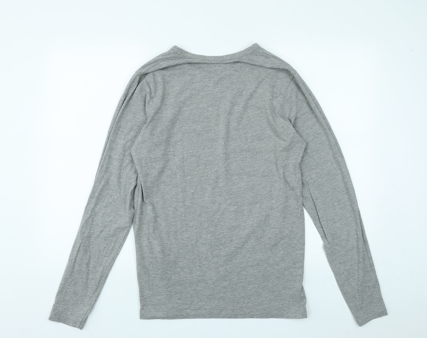 JACK & JONES Mens Grey  Cotton  T-Shirt Size M Round Neck