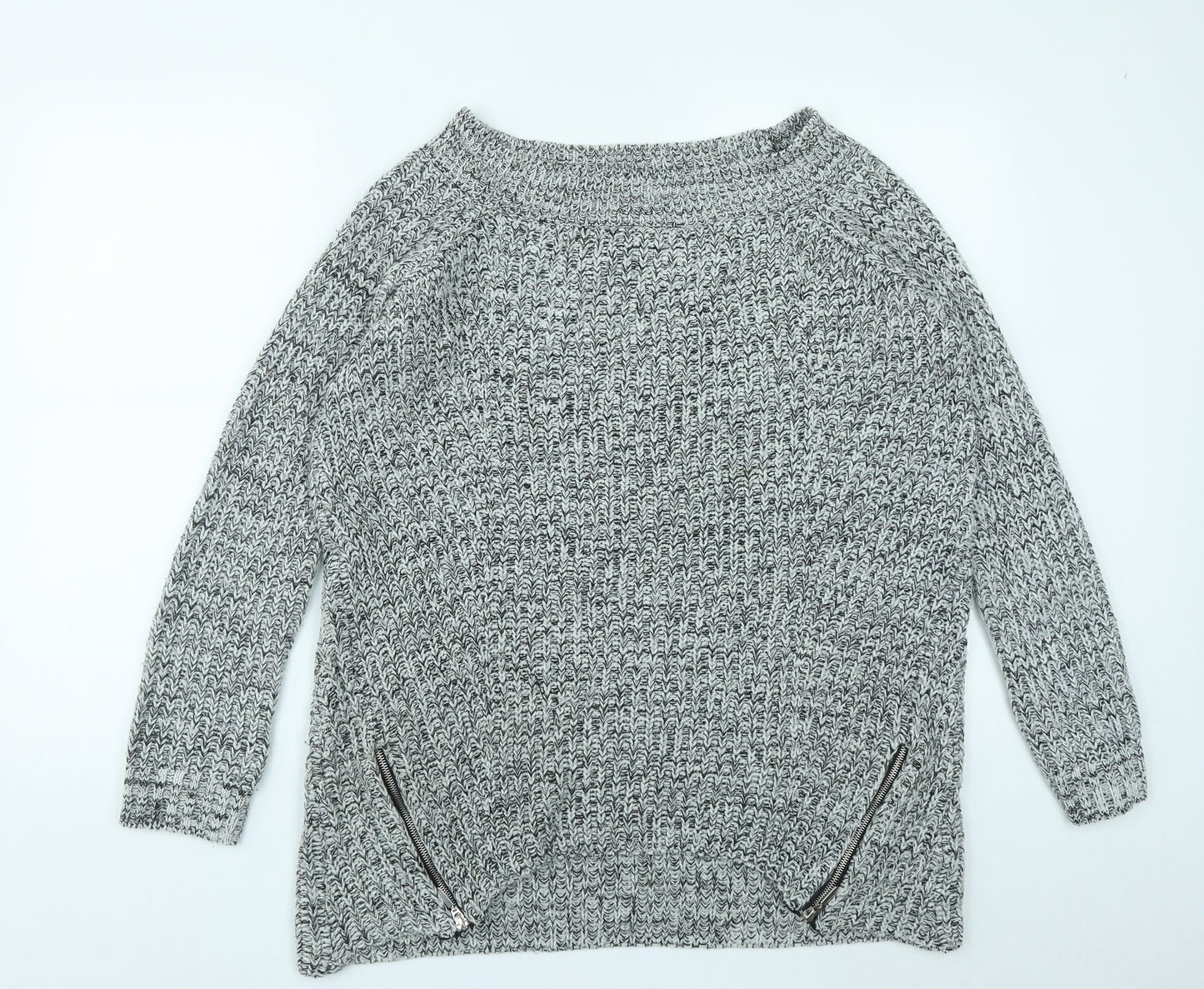F&F  Womens Grey Scoop Neck  Acrylic Pullover Jumper Size 14