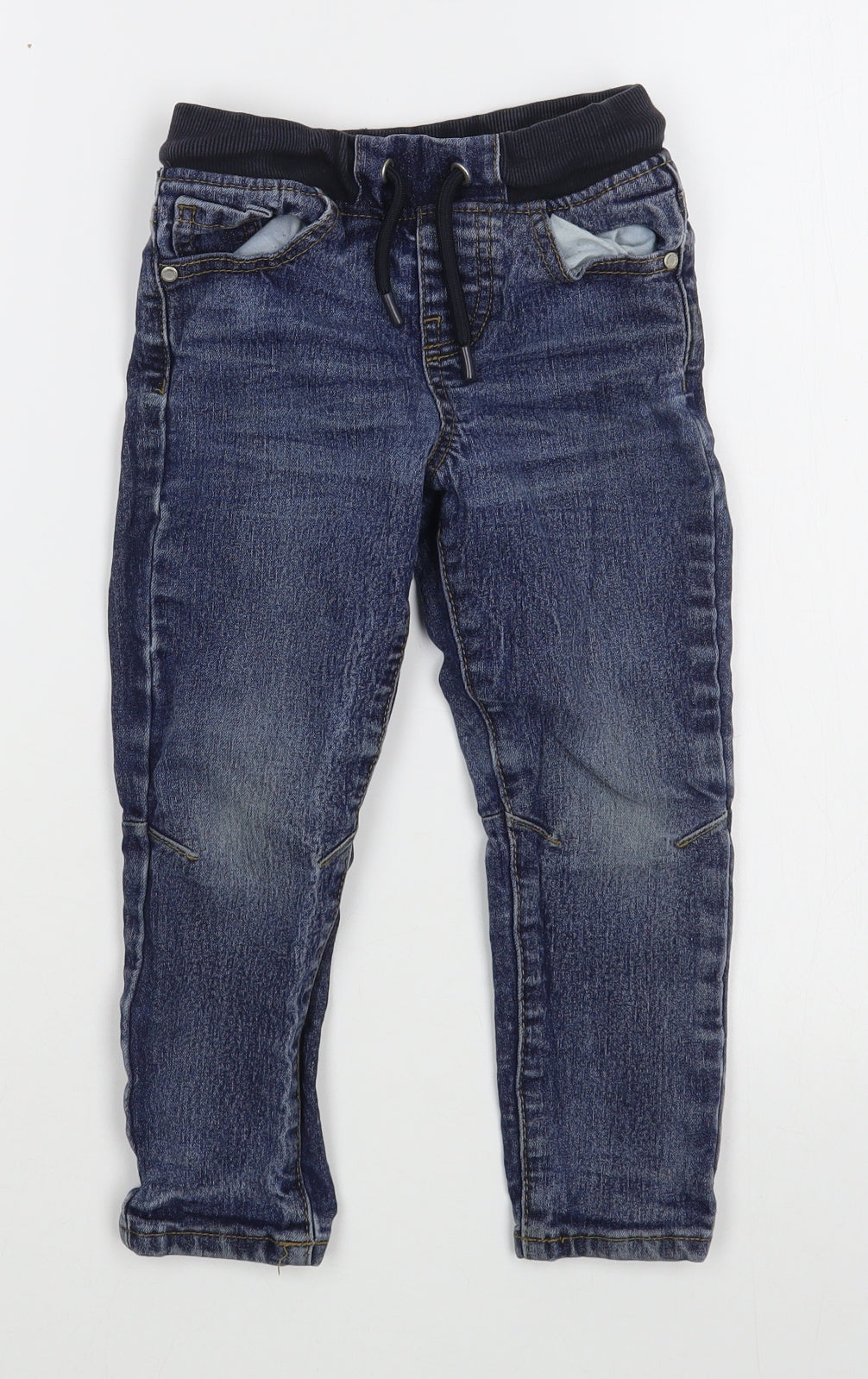 Primark Boys Blue  Cotton Straight Jeans Size 3-4 Years  Regular Tie