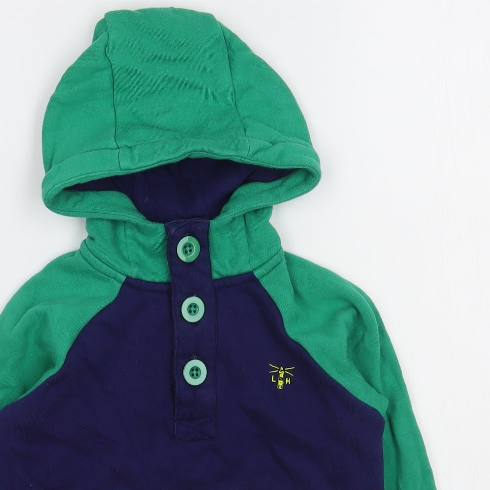 The Light House Boys Blue  100% Cotton Pullover Hoodie Size 3-4 Years  Button
