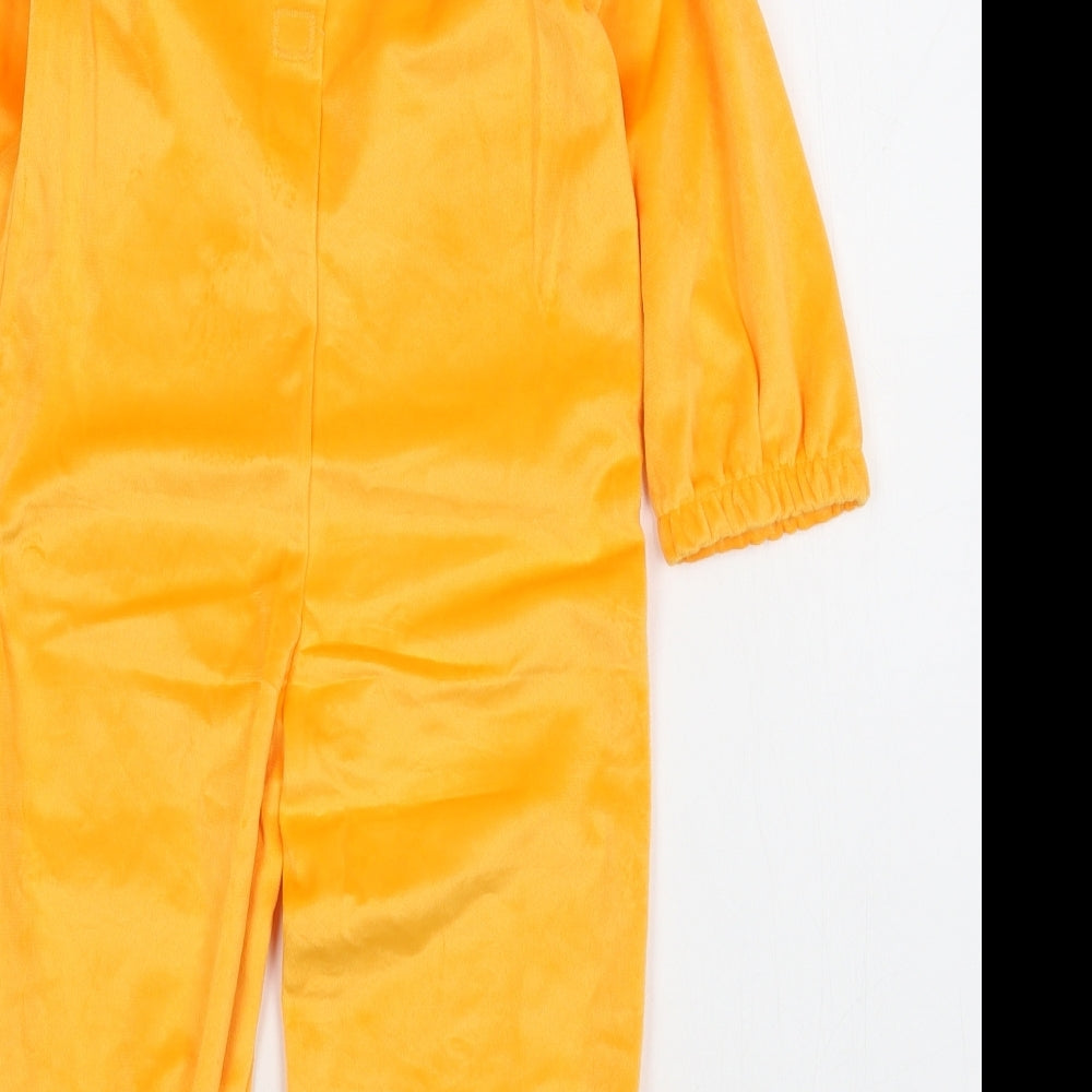F&F Boys Orange Solid Polyester  One Piece Size 2-3 Years  Hook & Loop - Pumpkin Costume
