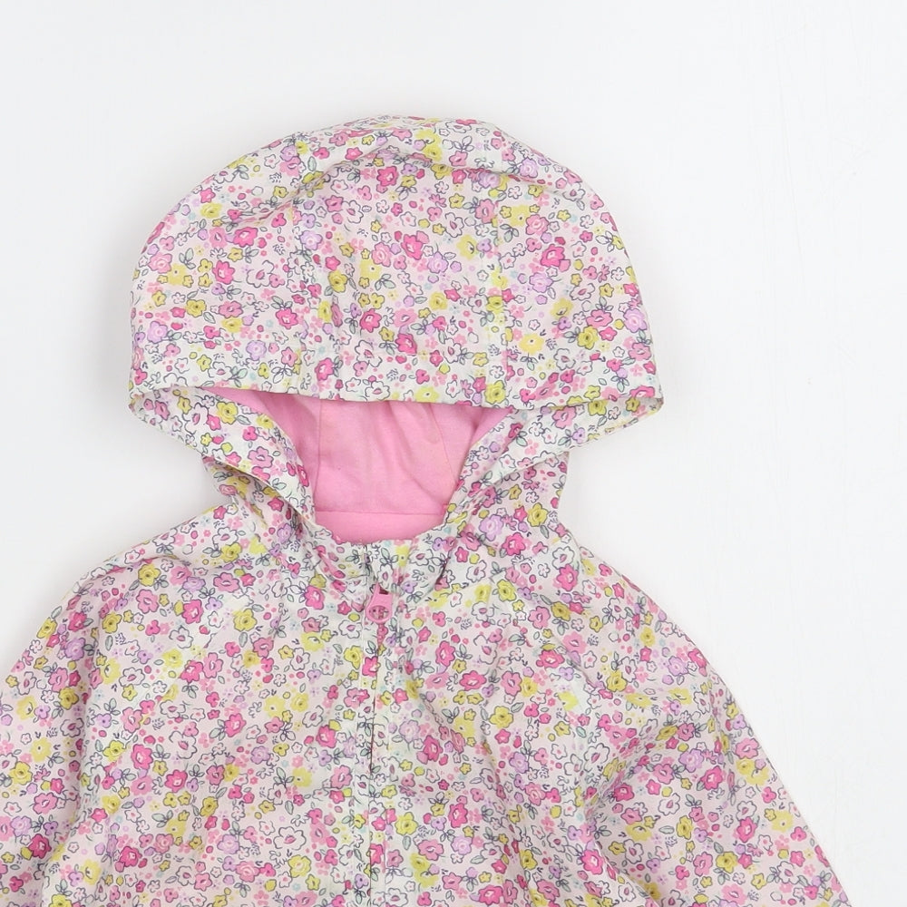 TU Girls Multicoloured Floral  Rain Coat Coat Size 18-24 Months   Zip