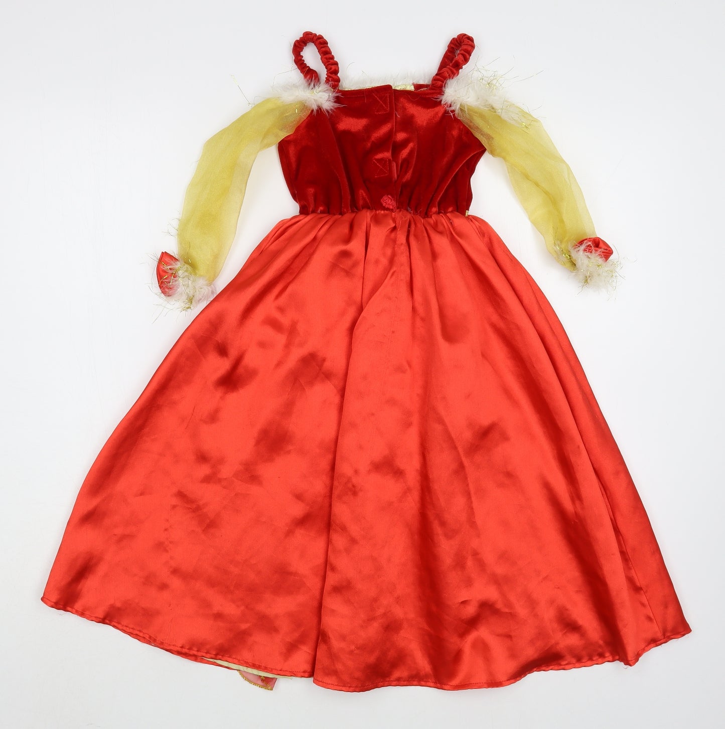George Girls Red  Nylon Ball Gown  Size 3-4 Years  Square Neck Hook & Loop - Belle Costume