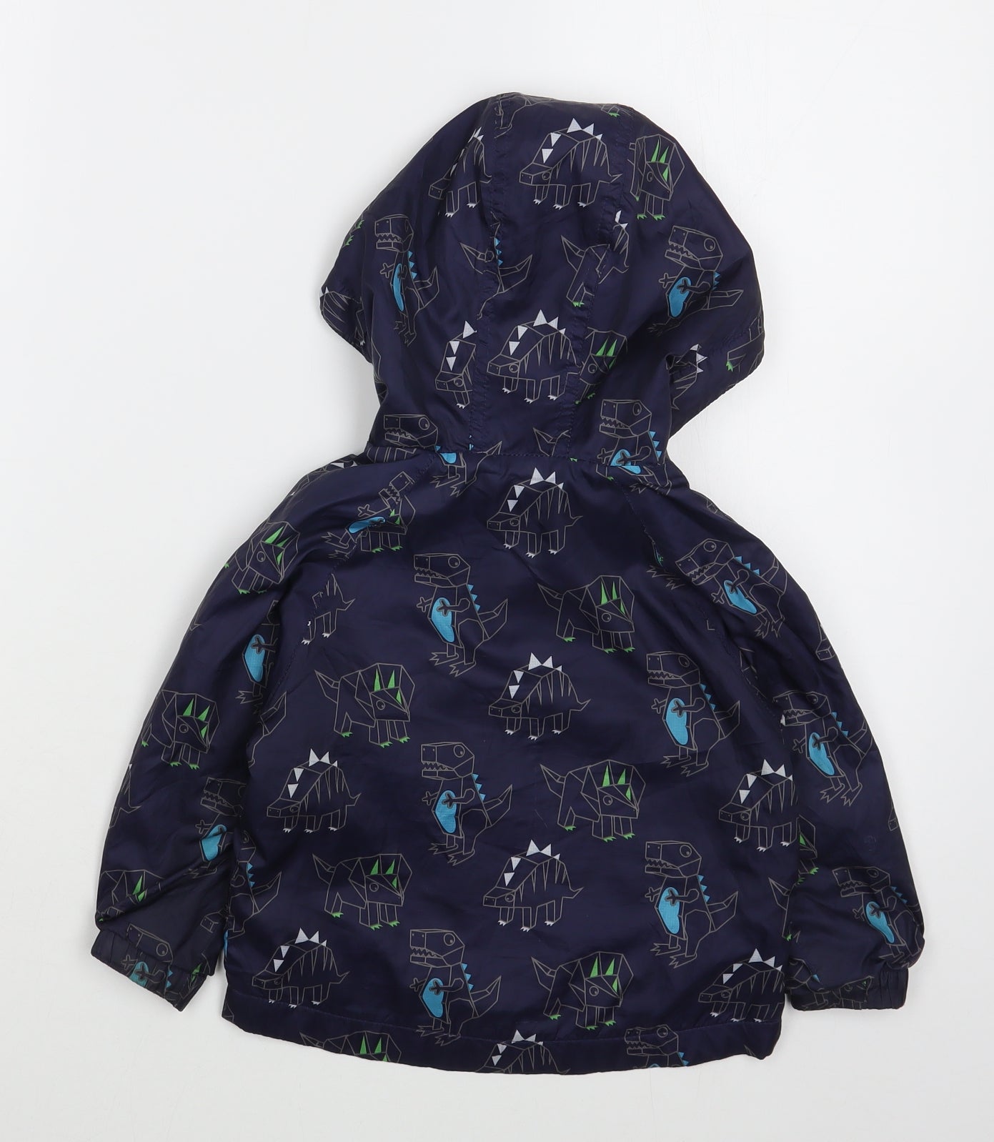 Blue Zoo Boys Blue Geometric  Rain Coat Coat Size 2-3 Years  Zip