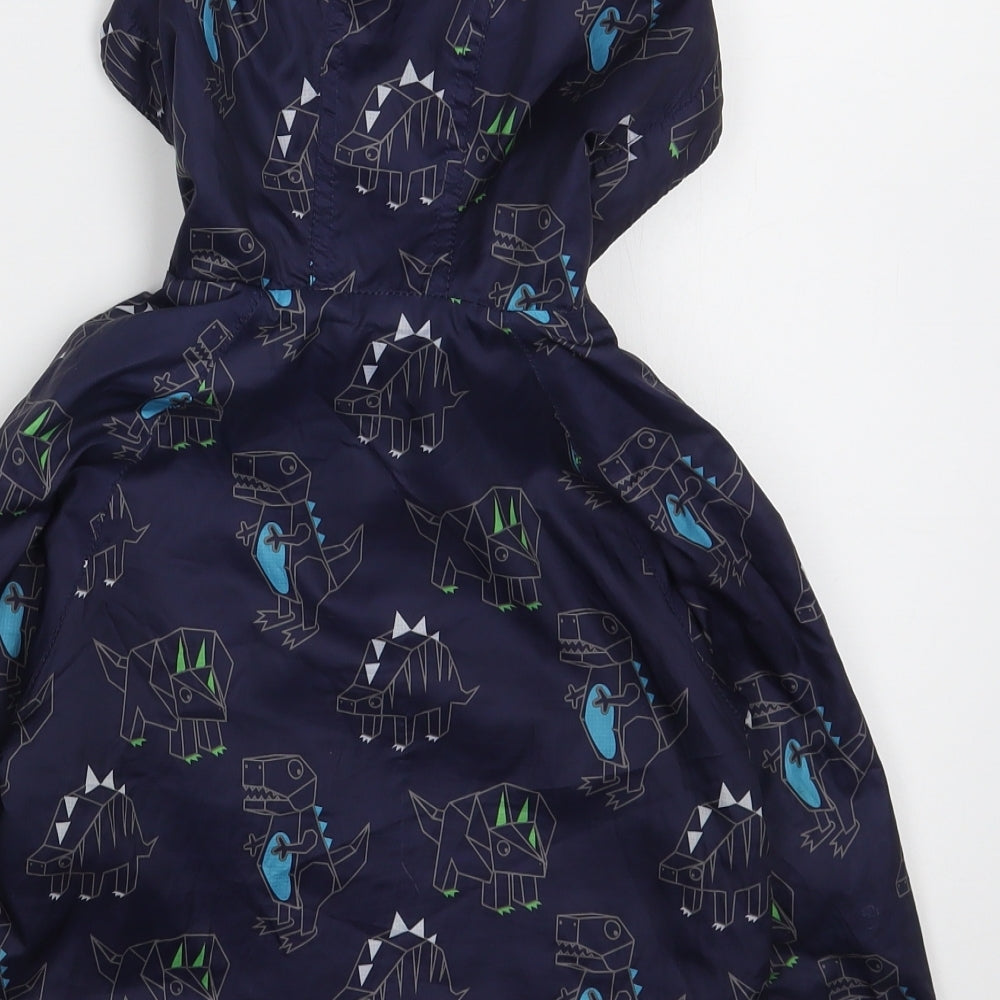 Blue Zoo Boys Blue Geometric  Rain Coat Coat Size 2-3 Years  Zip