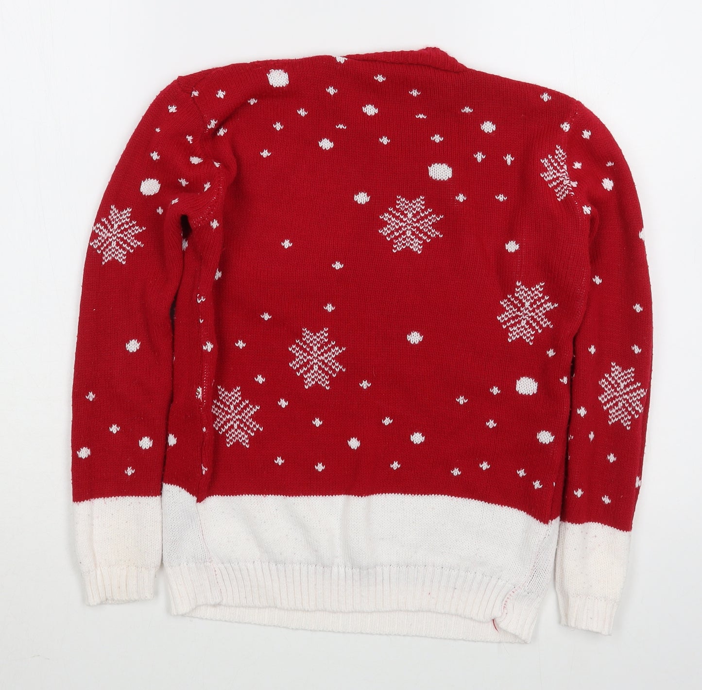 Preworn Boys Red Round Neck  Acrylic Pullover Jumper Size 11-12 Years  Pullover - Christmas