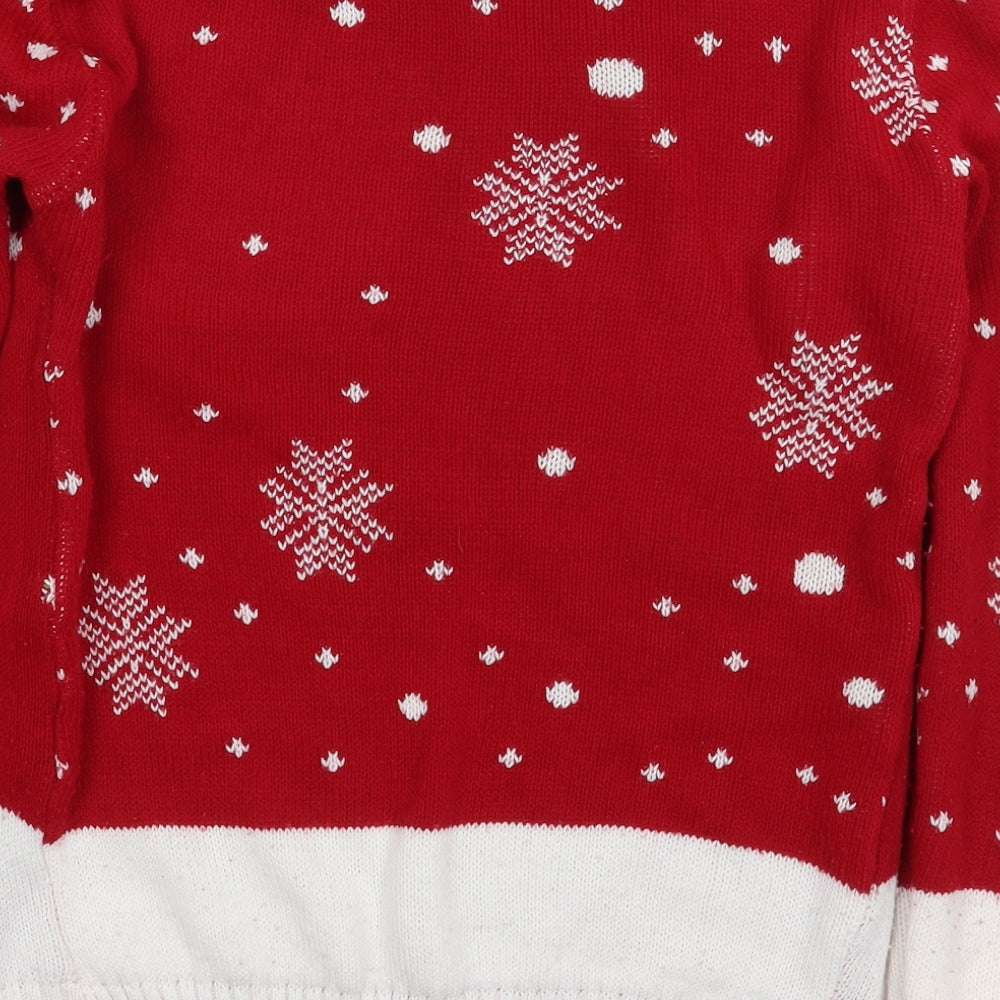 Preworn Boys Red Round Neck  Acrylic Pullover Jumper Size 11-12 Years  Pullover - Christmas
