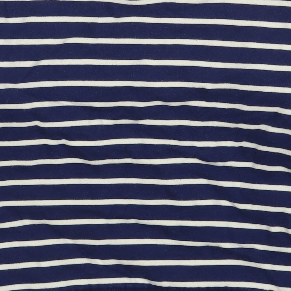 Marks and Spencer Boys Blue Striped Cotton Pullover Sweatshirt Size 2-3 Years  Button
